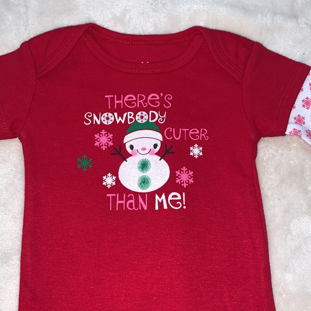 2 Holiday Snow Onesies 0-3M Children’s Place Holiday Time EUC - Picture 5 of 8